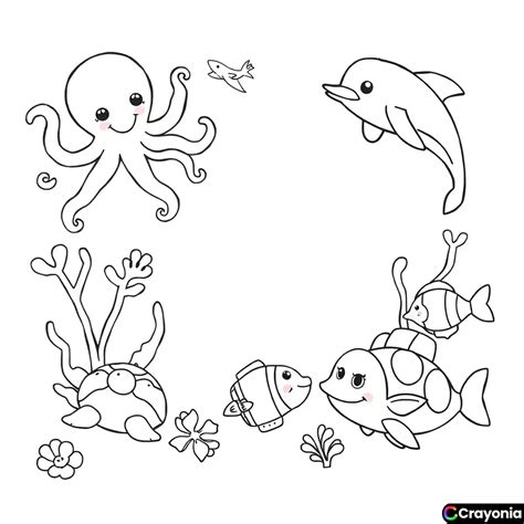 Cute Sea Creatures Coloring Pages - Free Online Coloring Pages