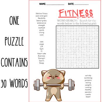 Exercise Word Search Printable 的图像结果