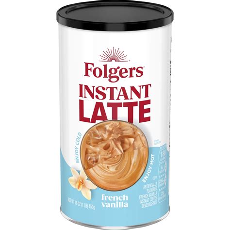 Folgers French Vanilla Instant Latte, Artificially Flavored Instant ...