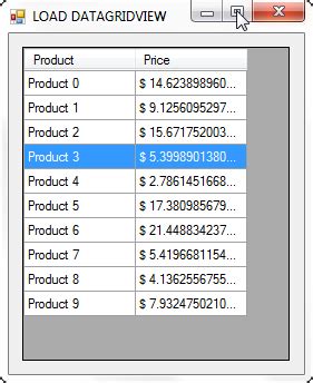 Populate DataGridView C 的图像结果