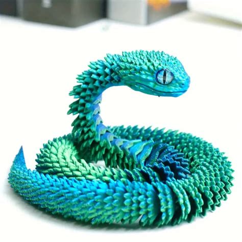 Personalized Articulated Viper Model 3D Printed Snake Toy ...