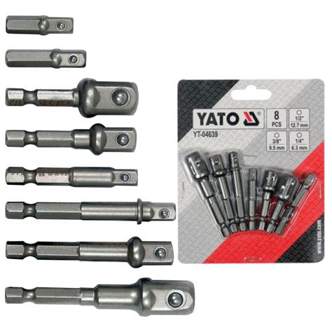 Yato Zestaw Adapterów Hex Do Nasadek 8 Sztuk 1/2'' 3/8'' 1/4'' Yt-04639 ...