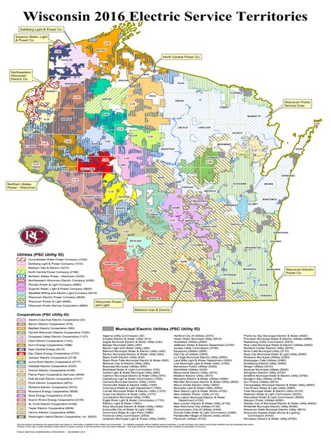 Fillable Online psc wi Wisconsin 2016 Electric Service Territories ...