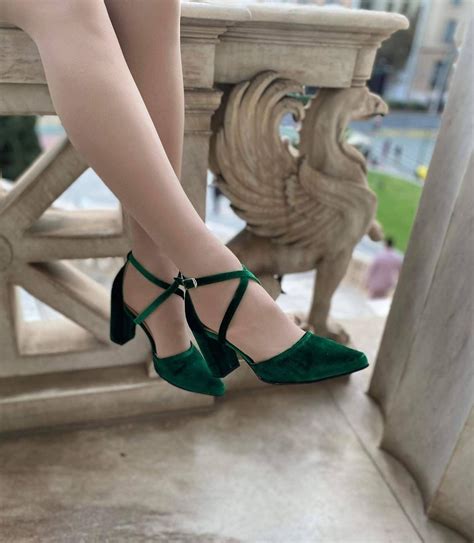 Emerald Green Velvet Block Heels Emerald Green Heels Green - Etsy