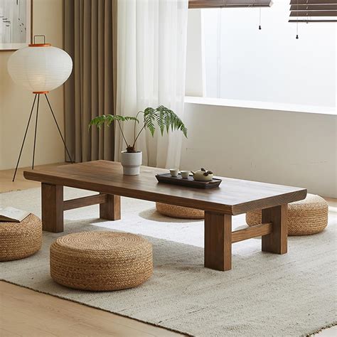 DESKGURU Japanese Vintage Rectangular Floor Table, 60*35*30cm, Black ...
