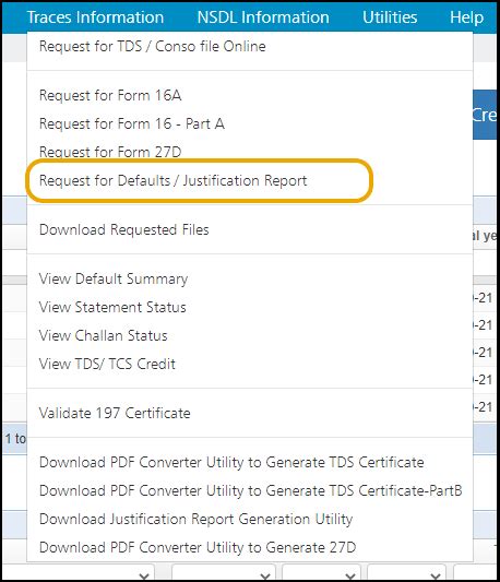 Request for Defaults / Justification Report - TDSMAN Online Ver. 1.1 ...
