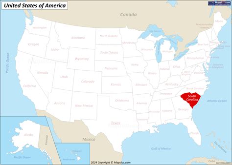 Map of South Carolina State, USA - Mapsius.com