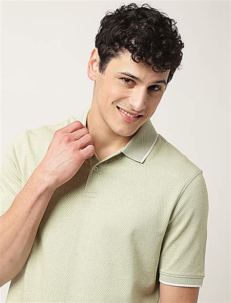Buy Pure Cotton Textured Polo Neck T-Shirt at Marks & Spencer