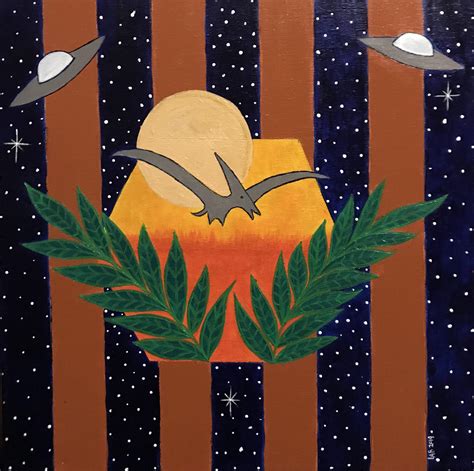 UFOs and pterosaurs. Acrylic on canvas. : r/painting - painting of ufo battle