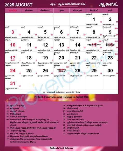 Tamil Calendar 2025 | Tamil Nadu Festivals | Tamil Nadu Holidays 2025