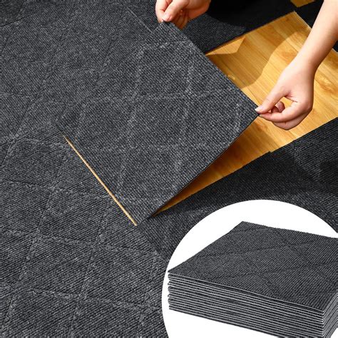 Woanger 24 Pcs Self Adhesive Carpet Tiles 12" x 12" Non Slip Peel and ...