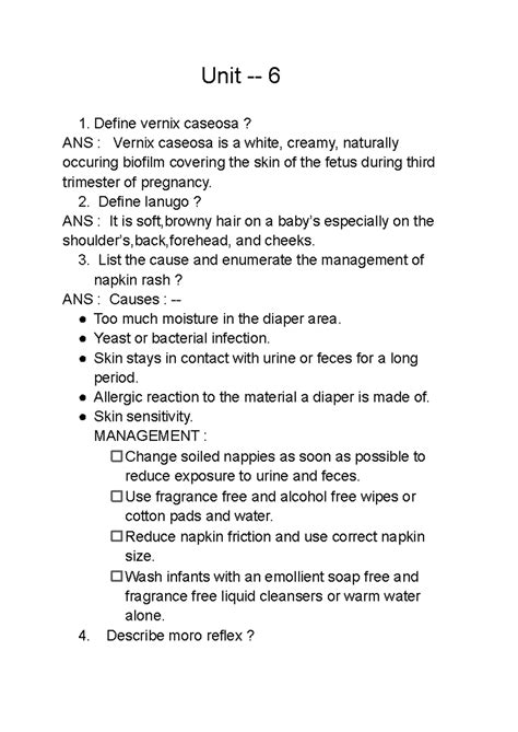 Unit 6: Overview of Neonatal Care and Key Concepts in Maternity - Studocu