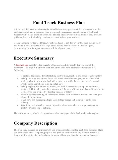 29 Proven Food Truck Business Plans (PDF, Word) - TemplateArchive