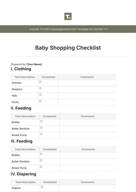 Free Baby Checklist Templates, Editable and Printable