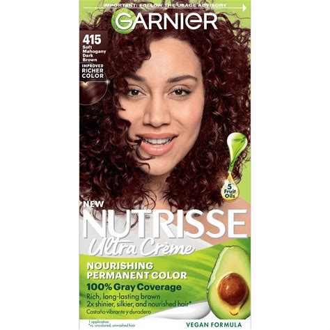 Garnier Nutrisse Nourishing Hair Color, 415 Soft Mahogany Dark Brown ...
