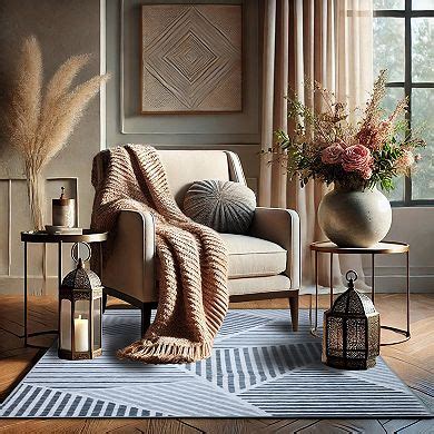 Bibb Home Washable Flannel Printed Area Rug with Latex Back 3x5 ft