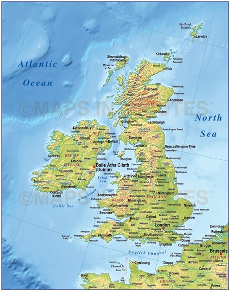 Digital vector British Isles UK map, Basic Country with medium relief ...