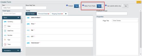 Create an Order Form