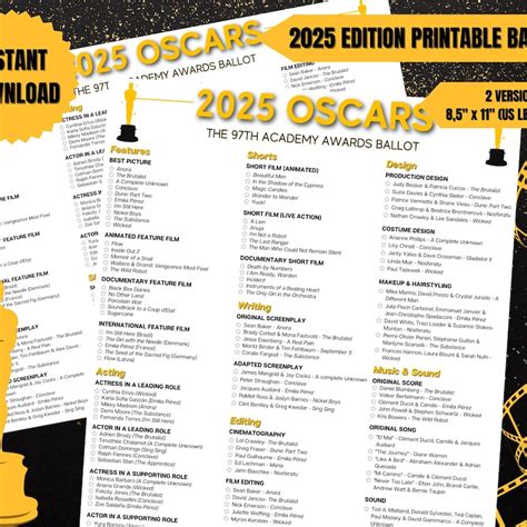 Oscar Printable Ballot - Etsy UK
