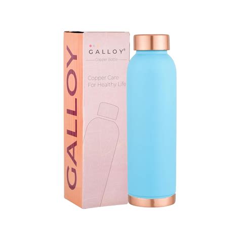 GALLOY Pure Copper Water Bottle with Powder Coating, 950ml Leak Proof ...