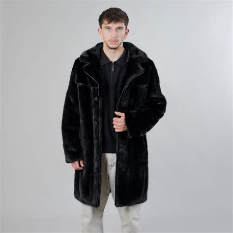 Mink fur coat for men in black color | Greek manufacturing | eFurs