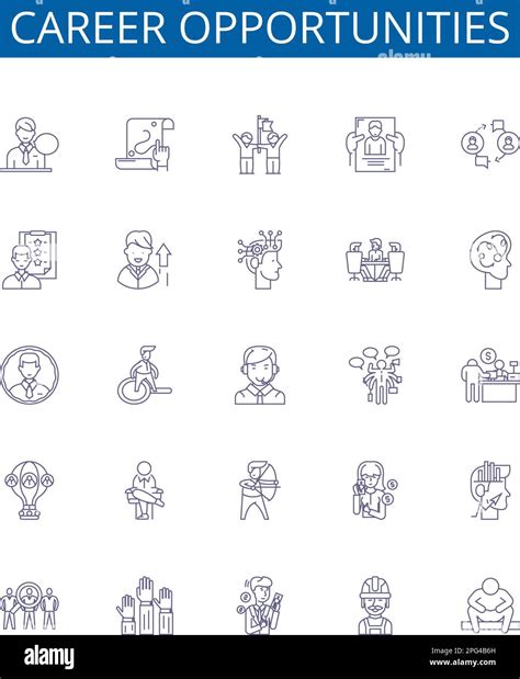 Career opportunities line icons signs set. Design collection of Opportunities, Career, Jobs ...