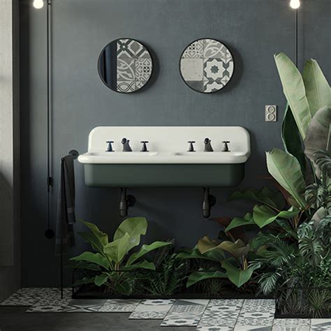 Double Rectangular Ceramic Bathroom Sink