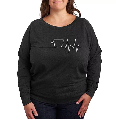 Plus Size Coffee EKG Lightweight French Terry Sweatshirt