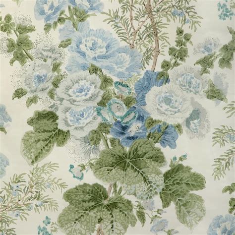 Lee Jofa Hollyhock Hdb Blue/Leaf Fabric - DecoratorsBest