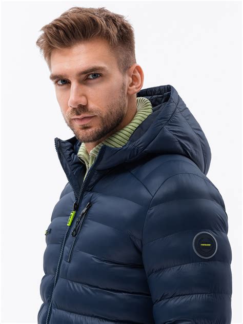Mens Blue Quilted Jacket With Hood at Sara Gosman blog