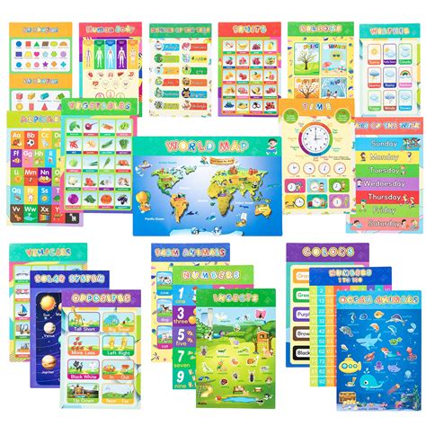 Eltuilmp 20 Educational Preschool Posters Classroom Poster With Glue ...