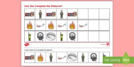 The Fire Station Aistear Roll and Colour Worksheet - Twinkl