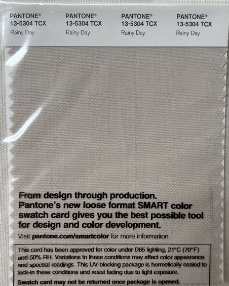 Pantone TCX Cotton Swatch Card 13-5304 TCX Rainy Day