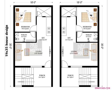 Economical East Facing 18x35 House Plan: Stylish 1-Bedroom Design ...