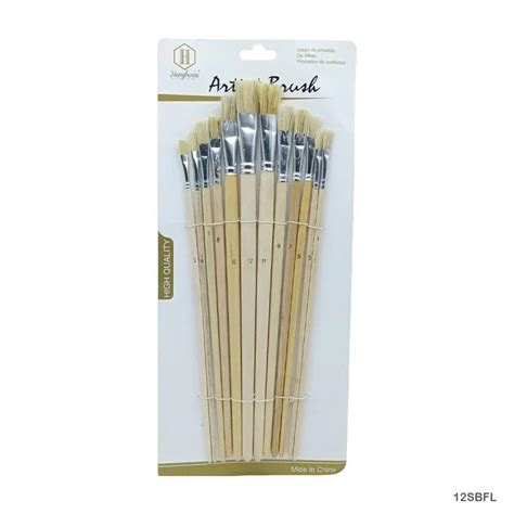 Long Handle Flat Stencil Brushes for Precise Painting (12 Pack) – Inkarto
