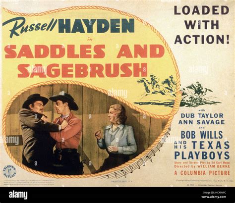 SADDLES AND SAGEBRUSH, US poster, from left: William Wright, Russell ...