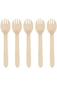Wooden Disposable Spork Spoon 14 cm Pack of 50 Pcs Spork Spoon & Fork ...