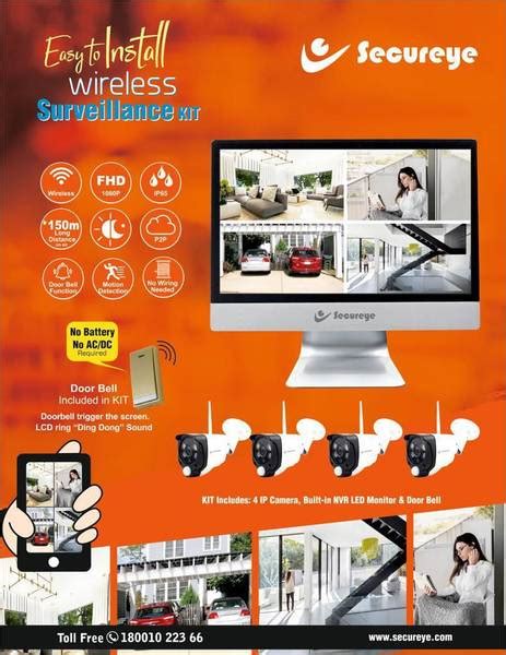 SECUREYE WIRELESS NVR SURVEILLANCE KIT WITH MONITOR Security Camera ...