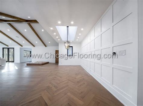 Herringbone Engineered Hardwood Flooring Installation Near Chicago: A ...