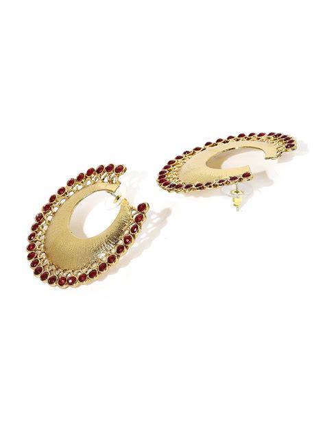 Gold-Toned Red Drop Earrings