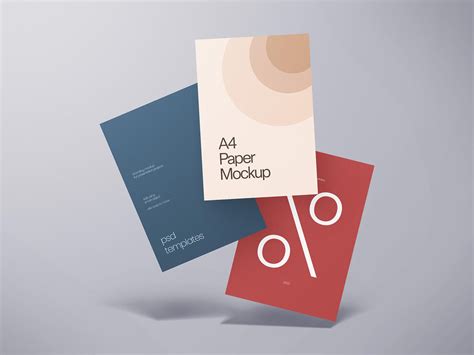 Free 3 A4 Floating Flyers Mockup PSD - Good Mockups