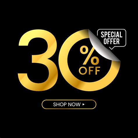 30 Percent Off Discount. Golden Numbers With Percent Sign And Unique ...