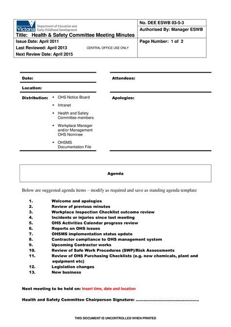 Sample Board Meeting Agenda Template