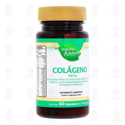 Colágeno 760 mg, 60 Cápsulas Pharmalife Natura.