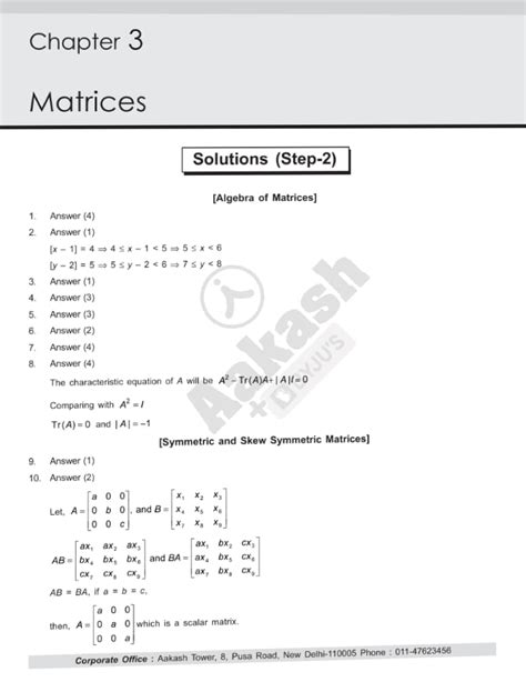 Adobe Scan Apr 23, 2023 - Chapter 3 Matrices 3 4 Answer (4) Answer (1 ...