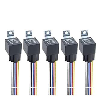 5 Pack 5 PIN 12V Relay with Harness 40/30 AMP Car Relays Automotive ...