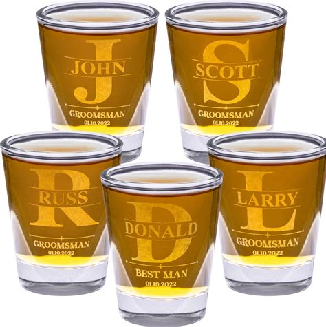 Amazon.com | Personalized Shot Glasses Set of 6 – Groomsmen Glasses ...
