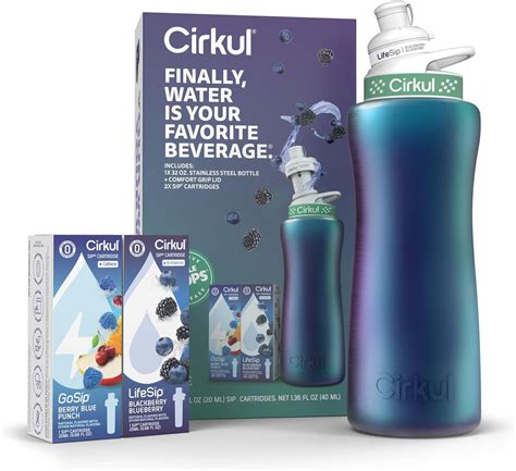 Amazon.com: Cirkul 22oz Stainless Steel Water Bottle with 3 Flavor ...