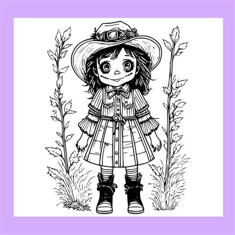 coloring pages bundle for adults,A illustration of cute scarecrow ...