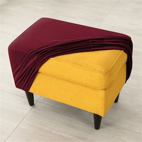 Premium 210 GSM Velvet Stretchable Ottoman Foot Rest Stool Cover, Burg ...